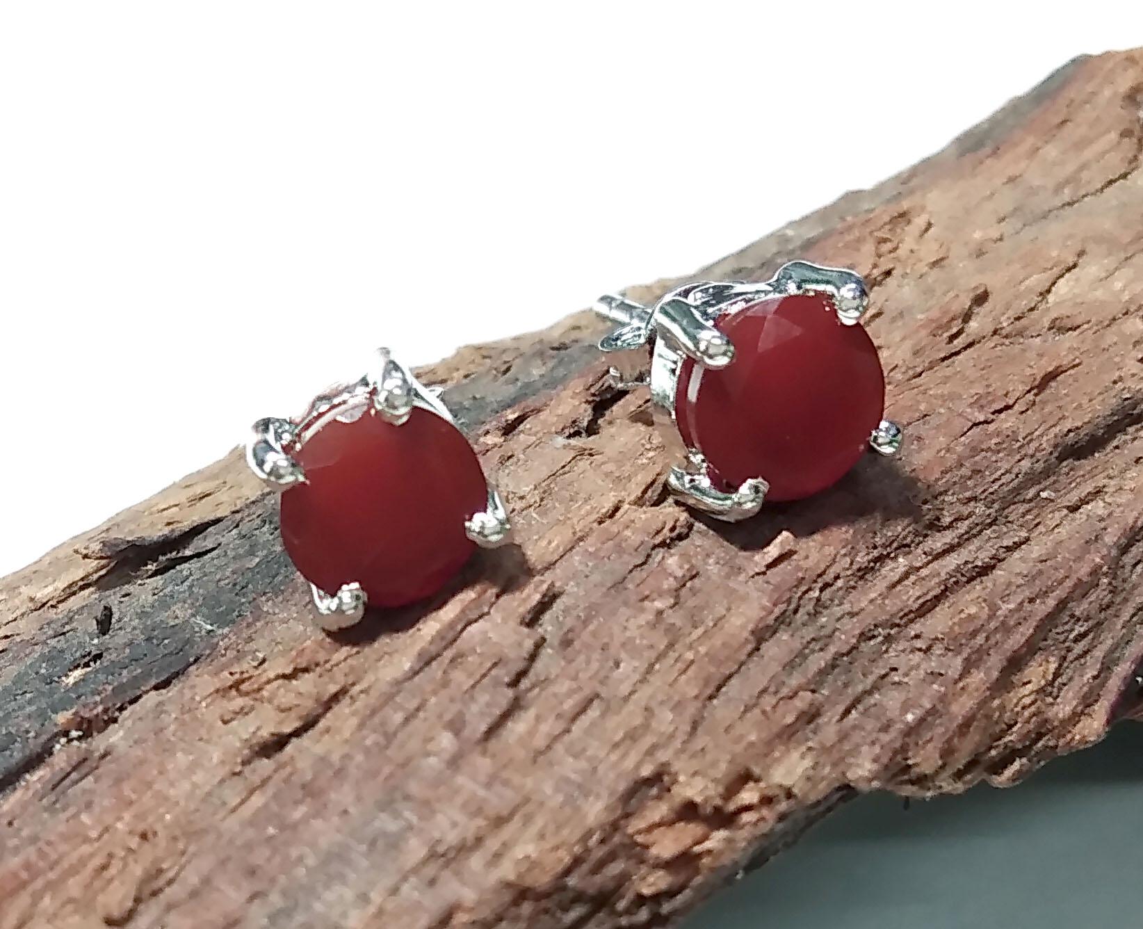 Red Onyx Stud Earrings, 925 Solid Sterling Silver Earring, Natural Red Onyx Stud Earring, High Quality Gemstone Studs Earring, Gift For Her